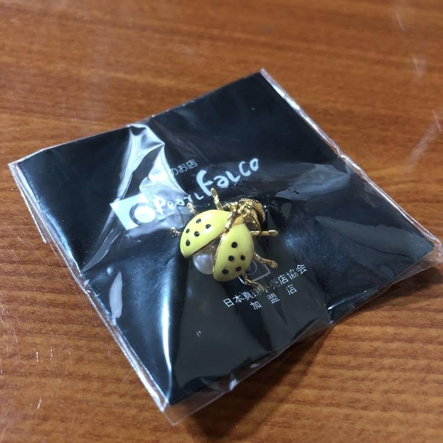 真珠島パール付きブローチ 美品✨️ミキモト真珠島 てんとう虫 パールブローチ ピンバッジ